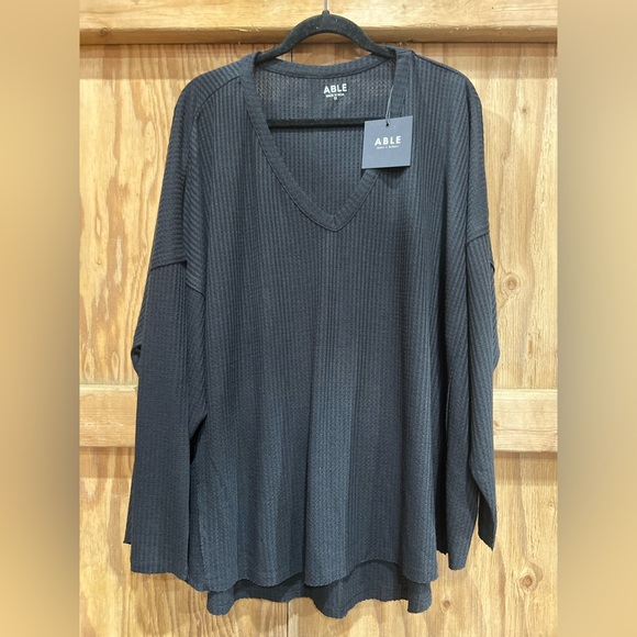 Able Tops - ABLE New With Tags Ellen Waffle Top Tee Shirt Dolman Sleeves V Neck Plus Size 2X